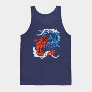 Japanese Koi Blue and Red Tank Top